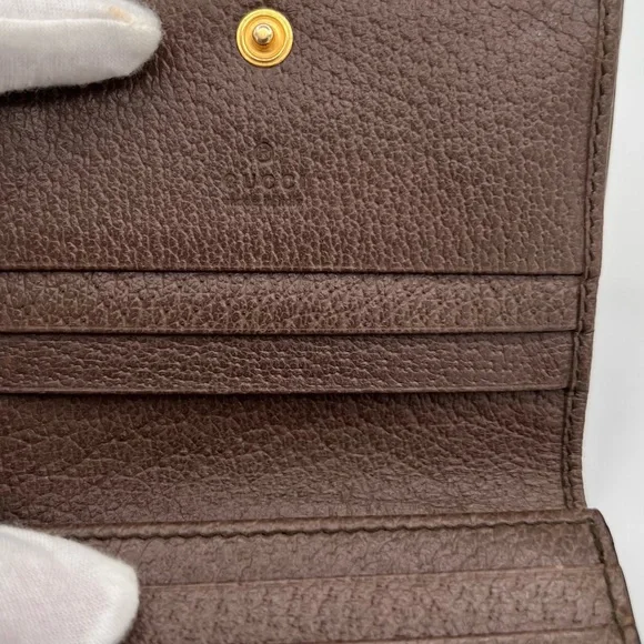 Gucci Women's Ophidia GG Leather Trimmed Card Case Wallet❤️ - Picture 6 of 10